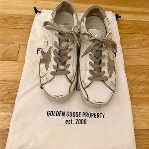Golden Goose Women’s Super Star White and Gray Sneakers. Size 9.